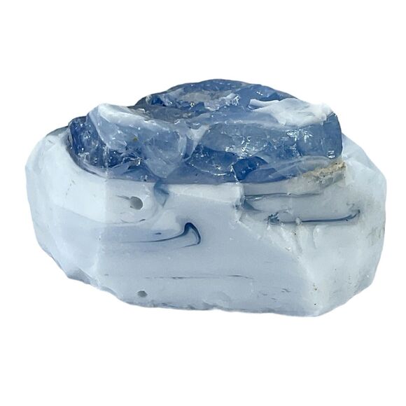 Cobalt Milk Glass Art Glass Cullet Layered Glowing Manganese Slag Glass #4GX145 - Picture 2 of 7